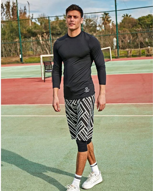 Lycra Black Men's Swim Shirts T2401