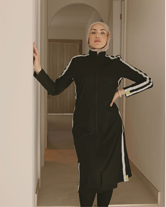 Marina Black Full Coverage Modest Swimsuit - M2529
