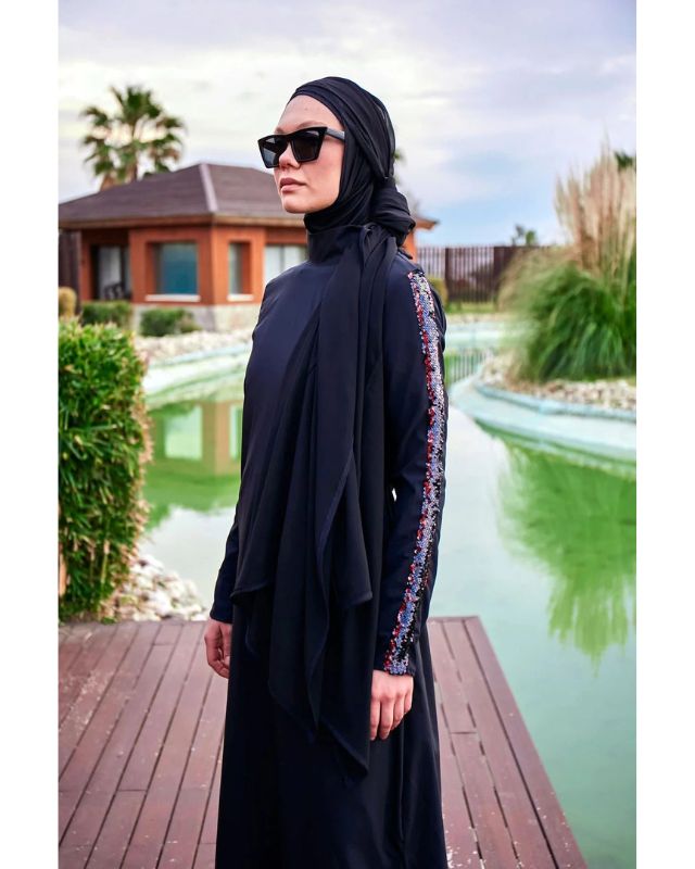 Black Blue Mesh Practical Shawl Cap B2401