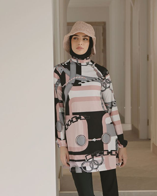 Lycra Black Burkini Modest Swimwear M2315-1