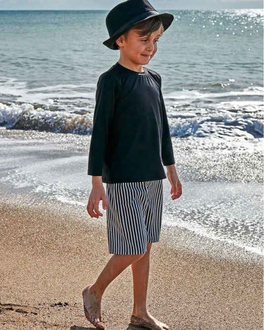Lycra Black Boys Swim Shirts T2450