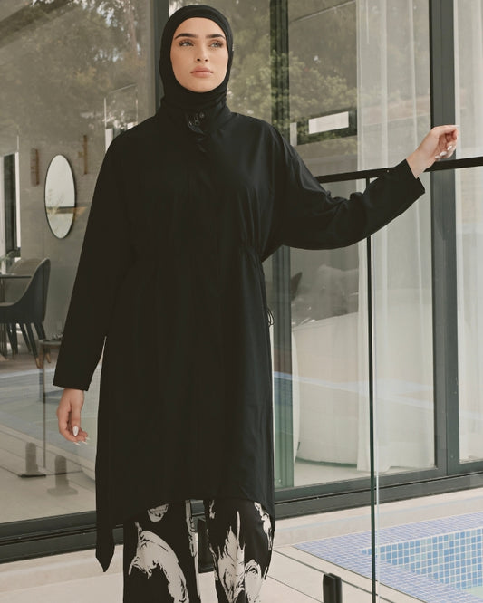 Black Asymmetric Cut Premium Full Coverage Swimwear Set M2503-3