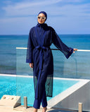 Navy Full Length Modest Mesh Kimono – Lightweight Islamic Swim Cover P2501-2
