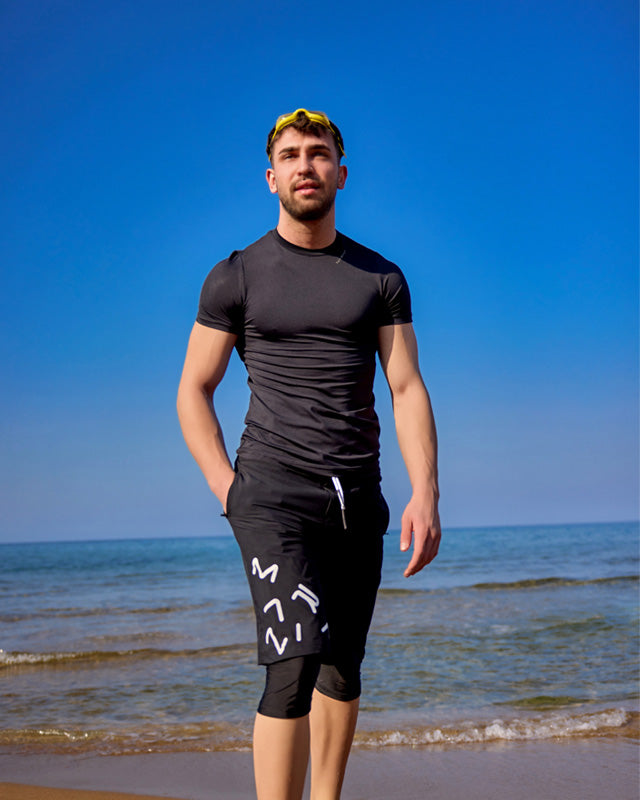 Marina Black Modest Men’s Swim Short - S2503-1
