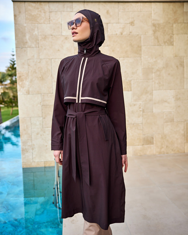 Marina Brown Full Coverage Modest Swimwear Burkini Set M2533