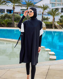 Black Burkini Set Full Coverage Modest Islamic Swimwear M2502