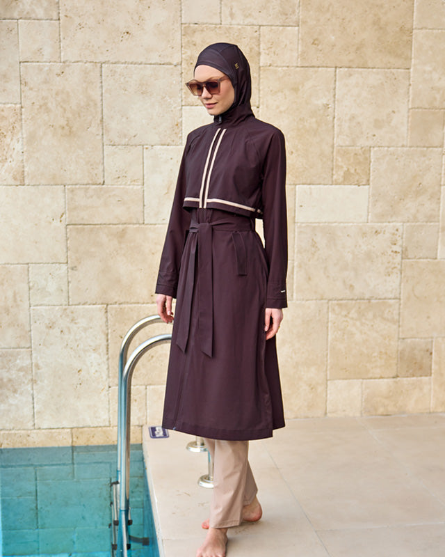Marina Brown Full Coverage Modest Swimwear Burkini Set M2533