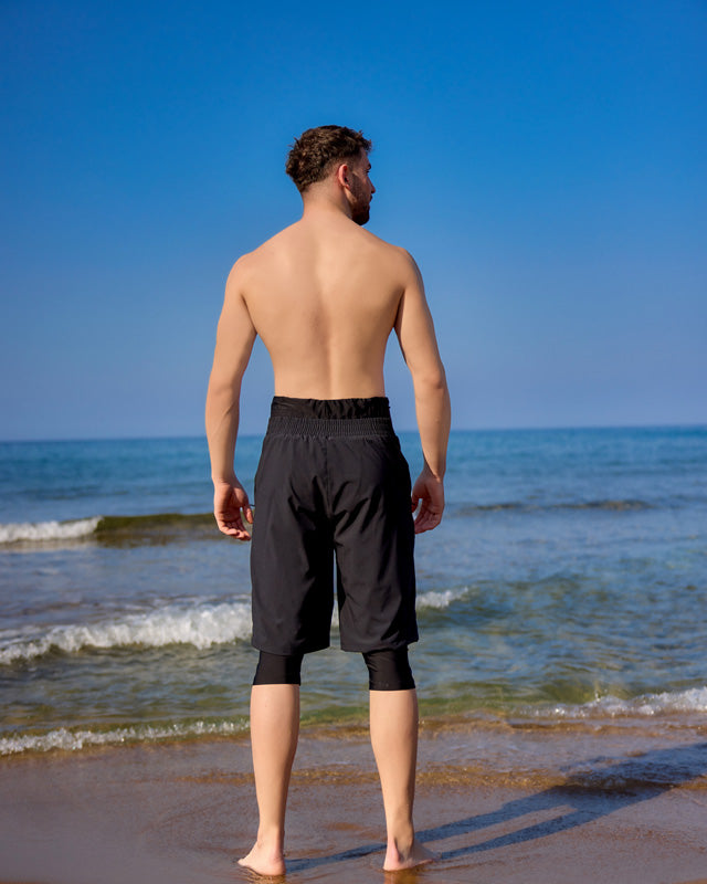 Marina Black Modest Men’s Swim Short - S2503-1