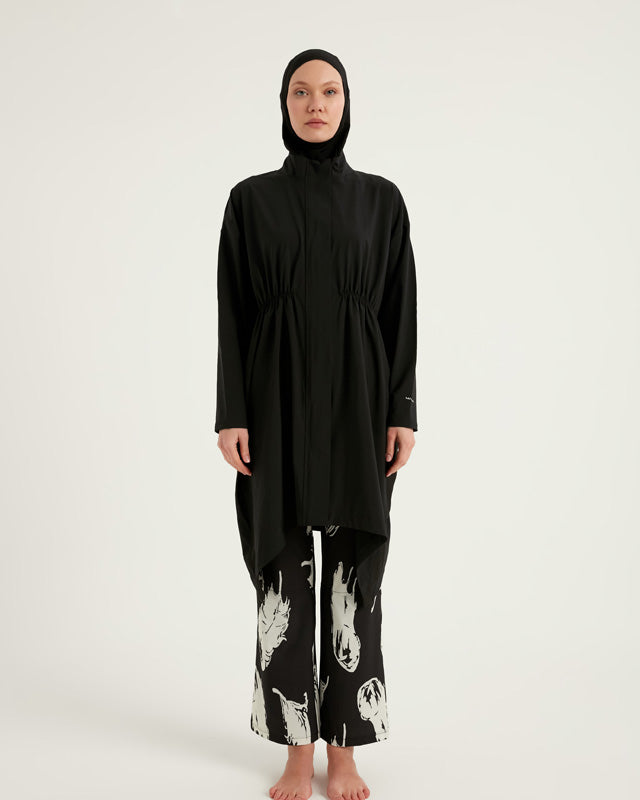 Black Asymmetric Cut Premium Full Coverage Swimwear Set M2503-3