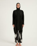 Black Asymmetric Cut Premium Full Coverage Swimwear Set M2503-3