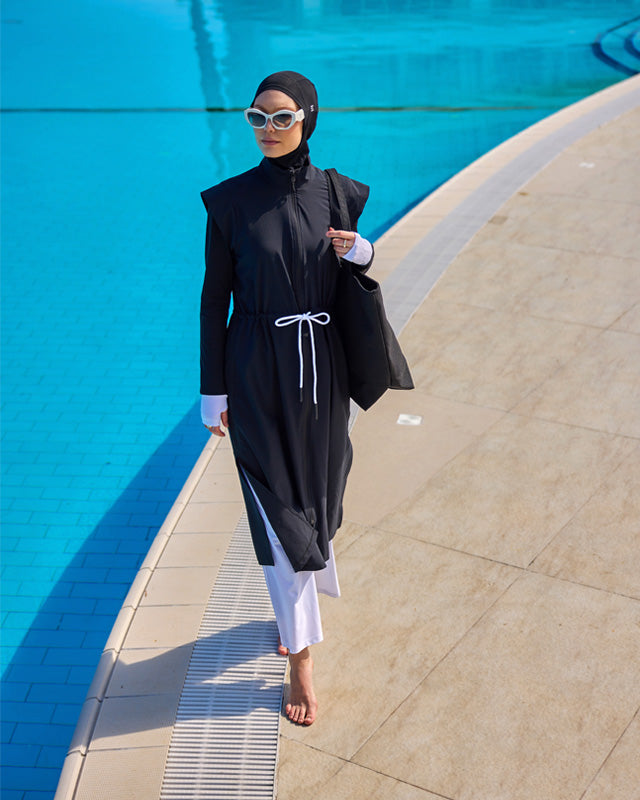 Black Full Coverage Islamic Swimwear Burkini Set M2501-2