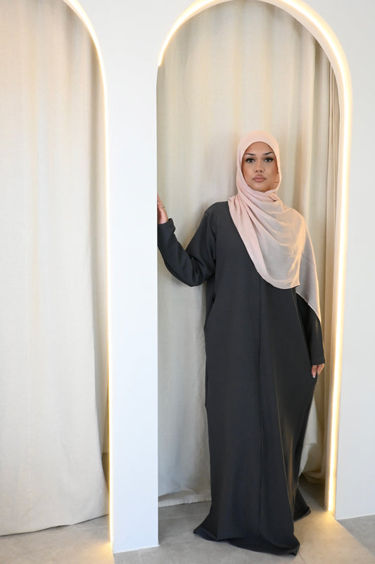 Charcoal Mock Neck Abaya