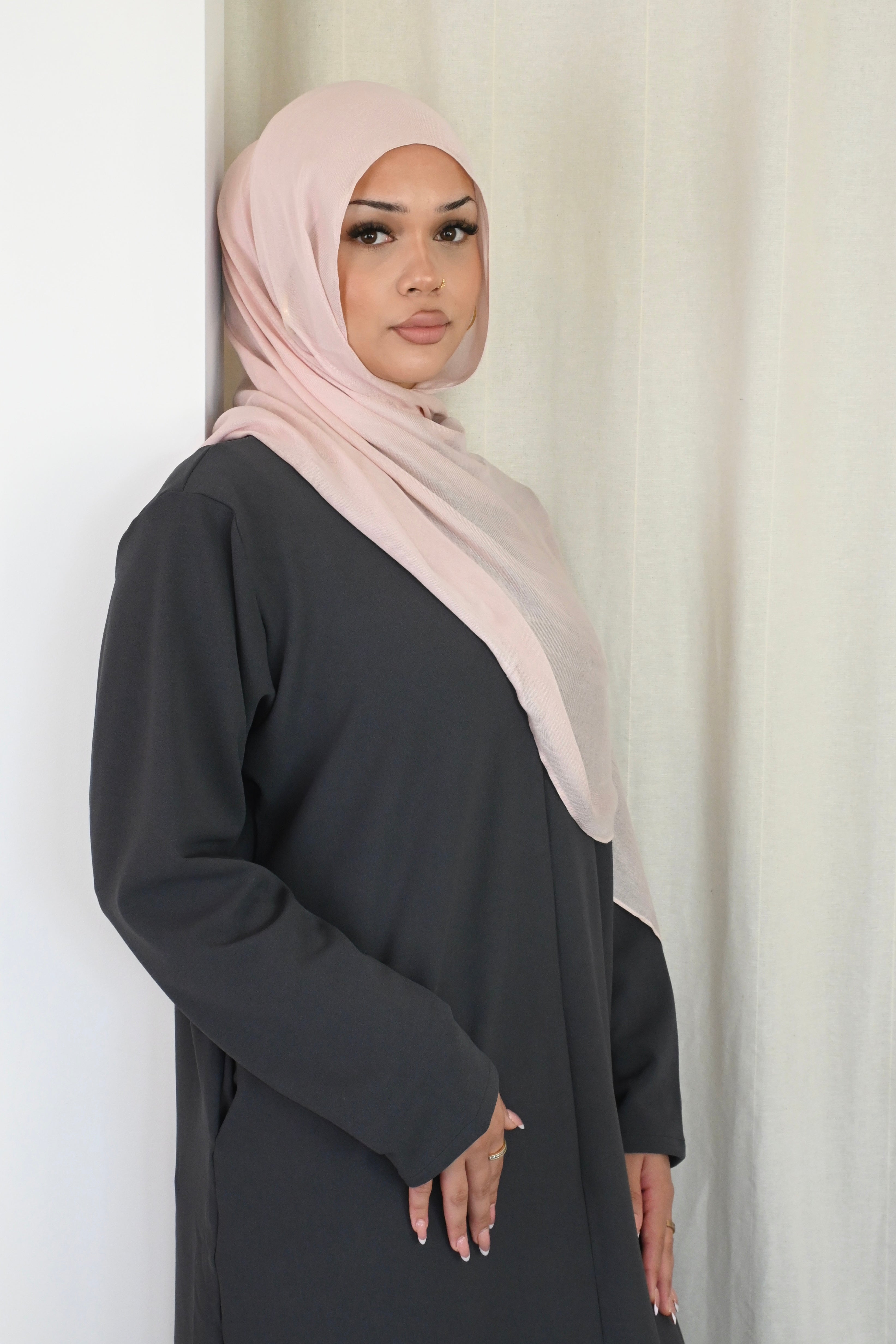 Charcoal Mock Neck Abaya