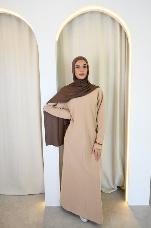 Beige Mock Neck Abaya