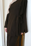 Mocha Brown Side Wrap Two-piece Abaya