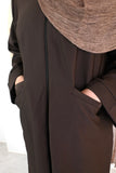 Zip Front Abaya Brown