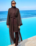 Brown Modest Full Coverage Mesh Kimono – P2501-4