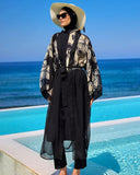 Silky Full Length Modest Kimono Lightweight Elegant Beach Cover P2509