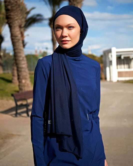 Navy Blue Mesh Practical Shawl Cap B2402