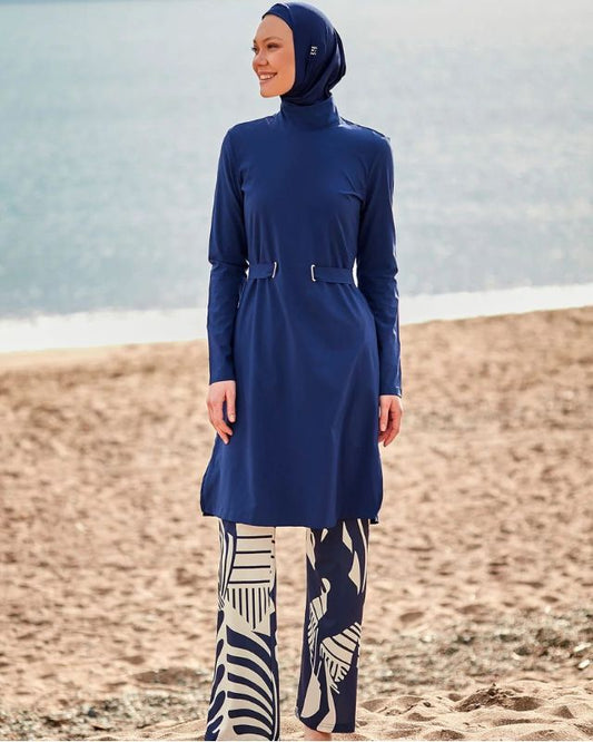 Woven Navy Burkini Modest Swimwear M2429