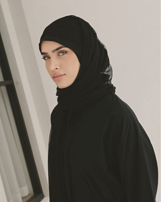 Black Woven Practical Shawl Cap B2403