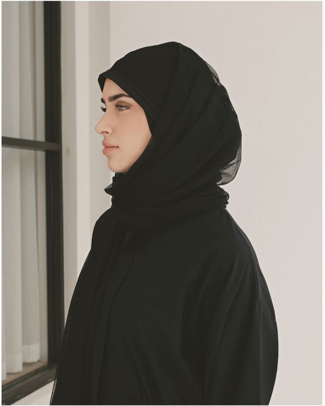 Black Woven Practical Shawl Cap B2403