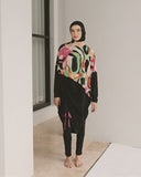 Woven Black Burkini Modest Swimwear M2423