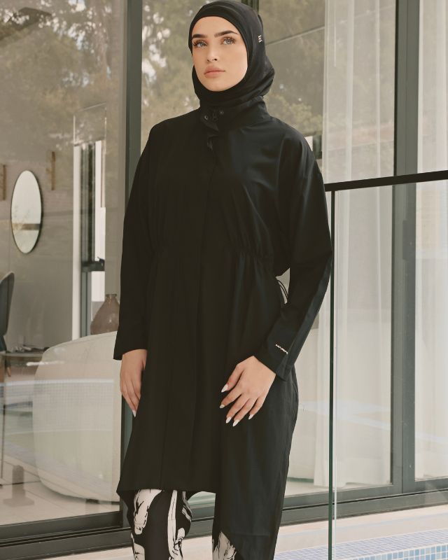 Black Asymmetric Cut Premium Full Coverage Swimwear Set M2503-3