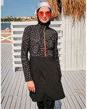 Woven Black Burkini Modest Swimwear M2324