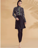 Woven Black Burkini Modest Swimwear M2326