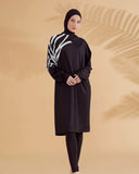 Lycra Black Burkini Modest Swimwear M2308