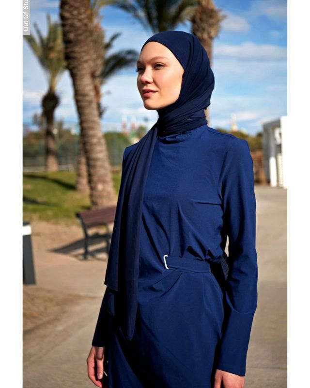 Navy Blue Mesh Practical Shawl Cap B2402