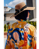 Camel Wide-Brim Straw Hat