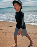 Lycra Black Boys Swim Shirts T2450