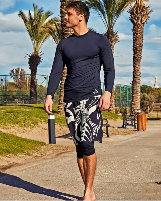 Lycra Navy Boys Swim Shirts T2402