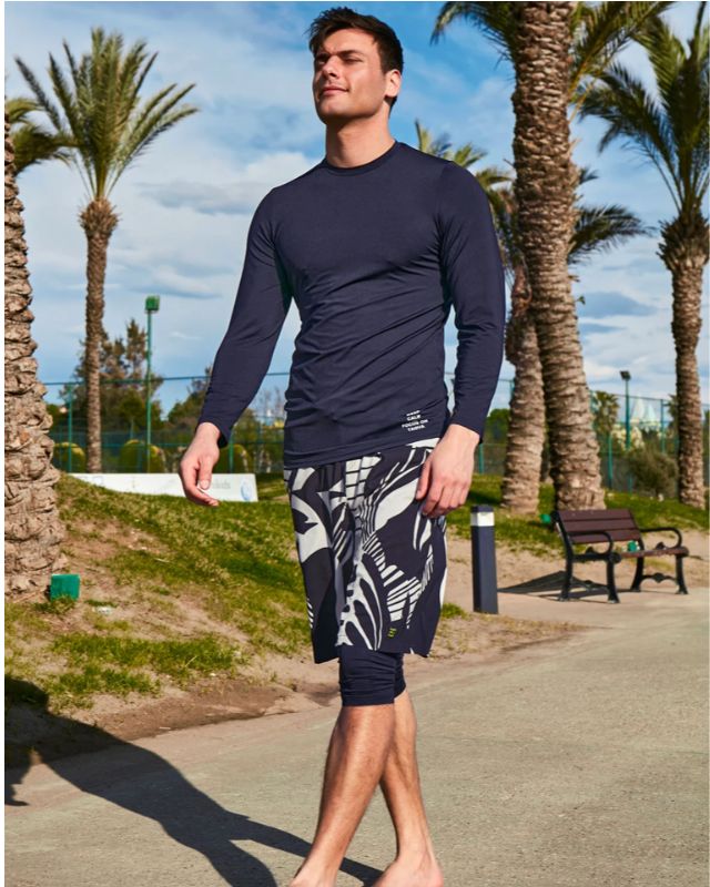 Lycra Navy Boys Swim Shirts T2402