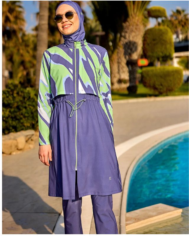 Marina Purple Full-Coverage Modest Swimsuit – M2509