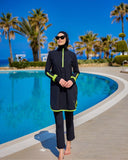 Marina Black Full-Coverage Modest Swimsuit – M2531