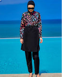 Black Full Coverage Swimsuit Set for Women R2507