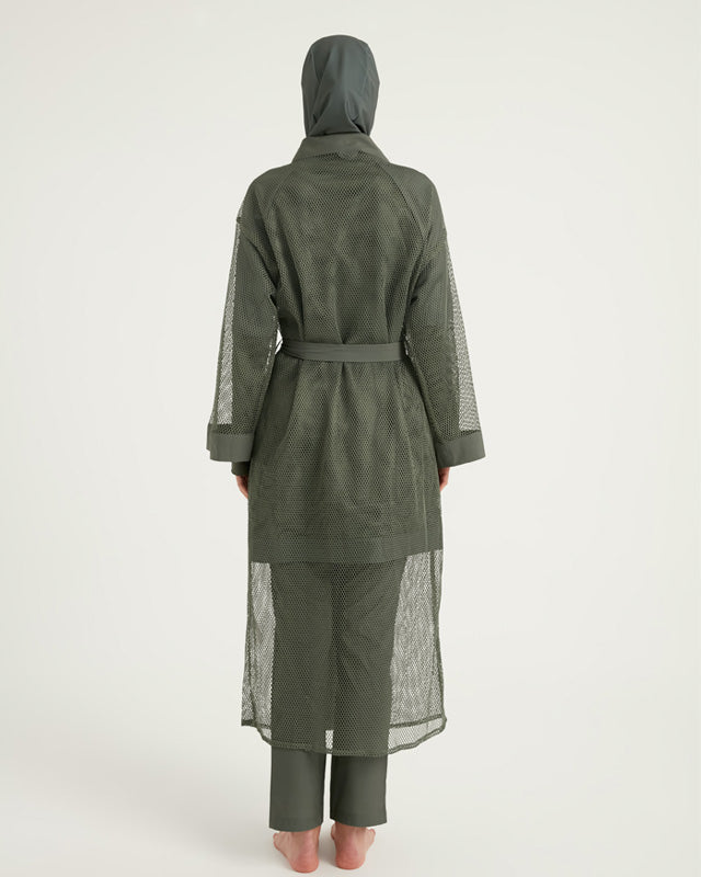 Khaki Full Coverage Mesh Kimono – P2501-3