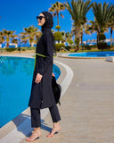 Black Full Coverage Modest Swimwear Burkini Set M2506-1