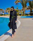 Black Full Coverage Modest Swimwear Burkini Set M2506-1