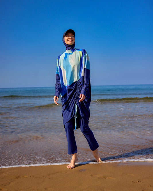 Navy Full Coverage Modest Swimwear Burkini Set M2513