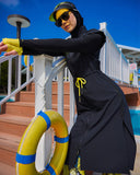 Marina Black Full Coverage Islamic Swimwear Burkini Set M2501-1