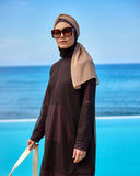 Brown Full Coverage Tulle Detail Modest Swimwear Burkini Set M2534-4