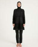 Black Tulle Detail Full Coverage Swimwear Burkini M2534-1