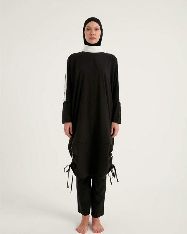 Black Full Coverage Modest Swimwear Burkini Set M2521-3