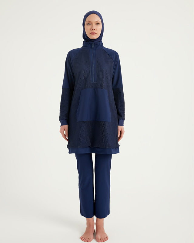Navy Full Coverage Modest Swimwear Burkini Set M2534-2