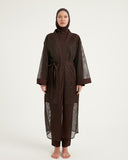 Brown Modest Full Coverage Mesh Kimono – P2501-4