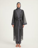 Charcoal Full Length Modest Mesh Kimono – P2501-5